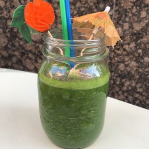 green detox juice at La Libelula Vegan Cafe in Fuengirola