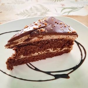 Chocolate cake at La Libelula Vegan Cafe in Fuengirola