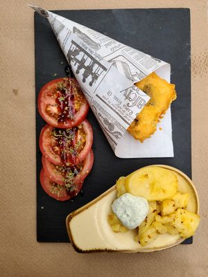 No Fish No Chips with included sides at La Libelula Vegan Cafe in Fuengirola