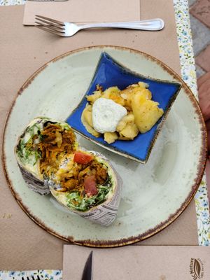 My husband's Kebab Wrap at La Libelula Vegan Cafe in Fuengirola