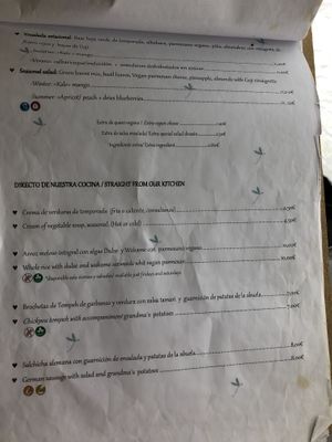 Menu (3/7) at La Libelula Vegan Cafe in Fuengirola