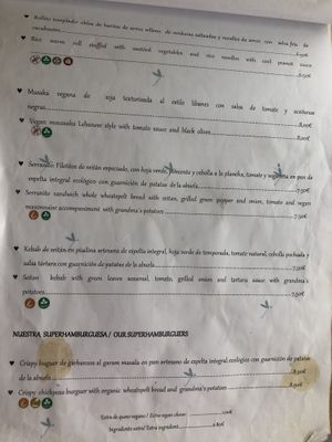 Menu (4/7) at La Libelula Vegan Cafe in Fuengirola