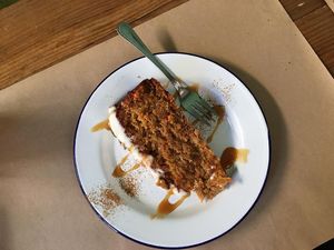 the perfect carrot dessert at La Libelula Vegan Cafe in Fuengirola