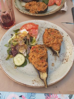 Stuffed eggplant- menu of the day at La Libelula Vegan Cafe in Fuengirola