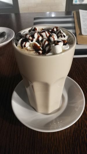Winter latte with buckwheat milk, marshmallows and chocolate sauce 💕 at Aquarium in Bielsko-biala