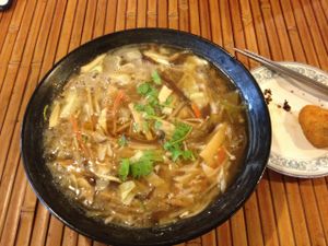 Sweet and sour noodle soup at Xiao shan fang Vegetarian Food in Taichung