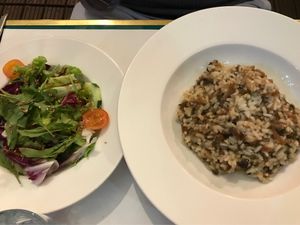 Risotto and small side salad  at Manifattura Di Gelato in Calheta