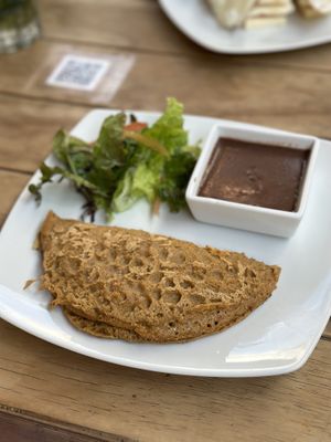 Lentil pancakes #Veganuary at Recaudo in San Andres Cholula