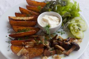 grilled potato with shitake mushrooms and shallot onion )) at Harmony in Koh Phangan