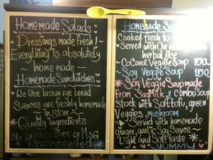 menu board at Veggie Bean in Koh Samui