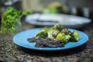 Seitan winestyle with brocoli at A Cova Dos Ratos in Vigo