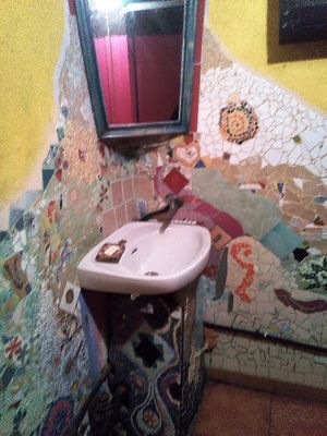 Entering the wc (lavabos) gaudi style  at A Cova Dos Ratos in Vigo