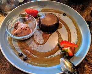 Mocha caramel chocolate lava cake at Full Bloom in Miami Beach