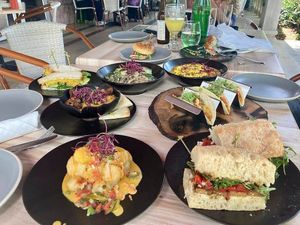 Loaded Yuca Fries, Italian Sub, Tostadas, Smoked Salmon Bagel, Coleslaw
  
#LunchMenu
#VeganMenu
#GourmetVeganCuisine at Full Bloom in Miami Beach
