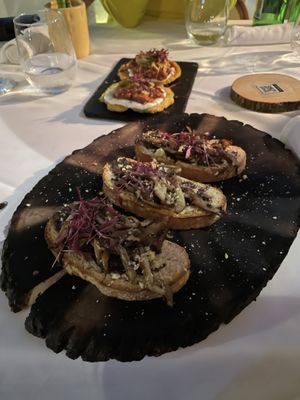 Mushroom brushetta at Full Bloom in Miami Beach