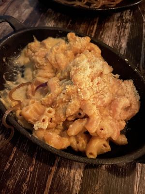 Mac and cheese halfway through meal  at Full Bloom in Miami Beach