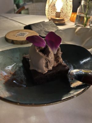 Chocolate brownie  at Full Bloom in Miami Beach