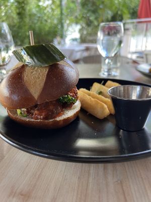 Nashville “chicken” burger   at Full Bloom in Miami Beach