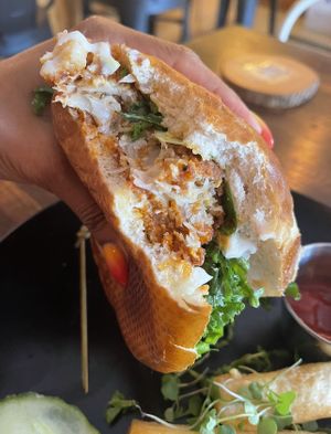 Inside buffalo cauliflower sandwich   at Full Bloom in Miami Beach