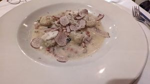 Ravioli with shaved truffle (4/5) at Full Bloom in Miami Beach