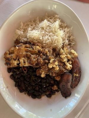 Taco bowl with plantains dish  at Full Bloom in Miami Beach