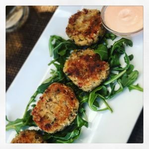 crabless crab cakes  at Full Bloom in Miami Beach