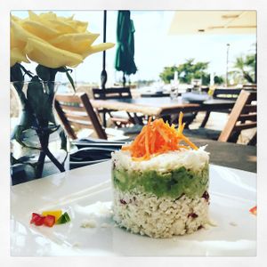 Sun dried tomatoes, cauliflower & avocado mousse at Full Bloom in Miami Beach