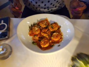 Ravioli Della Casa marinara sauce at Full Bloom in Miami Beach