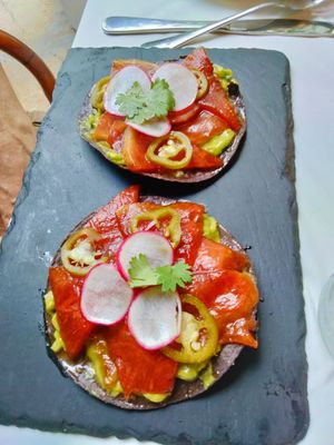 "Tostada Crudo" at Full Bloom in Miami Beach