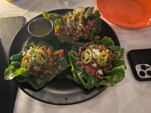 San Choy Bow: Teriyaki tempeh, cucumber, butter lettuce, scallions, cilantro & peanut sauce at Full Bloom in Miami Beach