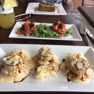 tempeh medallions / bruschetta/ kale lasagne  at Full Bloom in Miami Beach