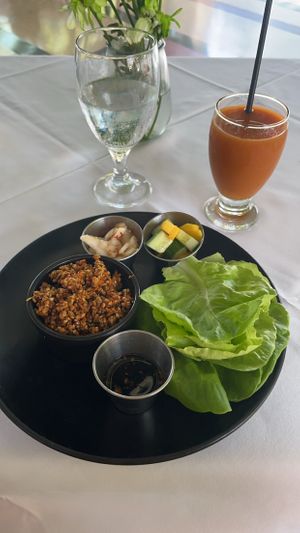 Lettuce rolls with a fresh juicee  at Full Bloom in Miami Beach