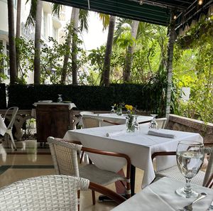 Covered patio  at Full Bloom in Miami Beach