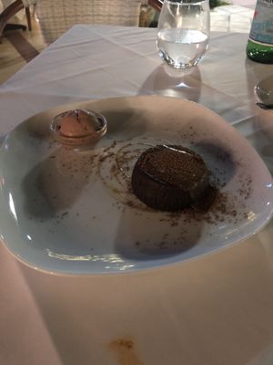 Caramel lava cake with gelato  at Full Bloom in Miami Beach