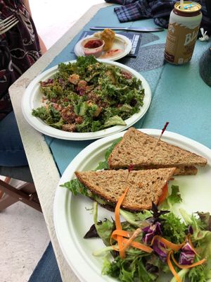 Ceasar Salad and Crabless Spread Sandwich. Awesome! at Full Bloom in Miami Beach