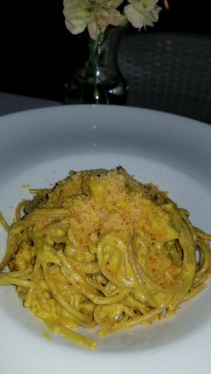 Vegan carbonara at Full Bloom in Miami Beach