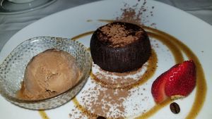 Vegan Chocolate souffle at Full Bloom in Miami Beach