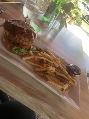 Amazing Beyond Meat Burger  at Full Bloom in Miami Beach