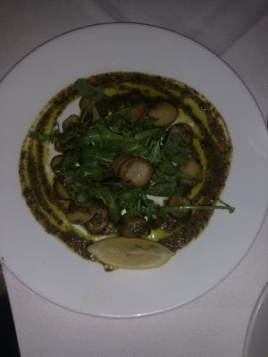 Seared “scallops" at Full Bloom in Miami Beach