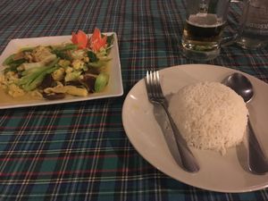 Vegan Panang Curry - even mild was spicy ?  at Hill Tribe Restaurant in Khao Lak