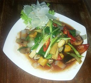 Fried tofu & veggies at Hill Tribe Restaurant in Khao Lak