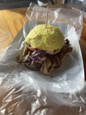 Vegan mini burger   at SoyGreen in San Salvador