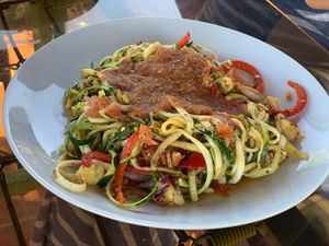 Zucchini pasta at SoyGreen in San Salvador