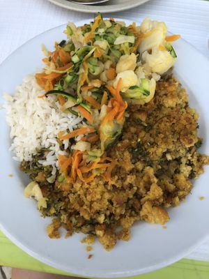 Black eyed peas “migas” with rice and vegetables  at Folha Verde in Lisbon