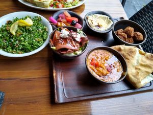 Meze and tabula at Damascena Coffee House Delicatessen in Birmingham