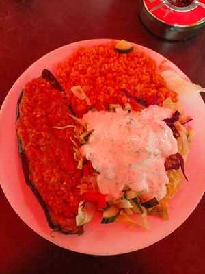 Vegan eggplant dish (imam bayıldı) at Meydan in Karlsruhe