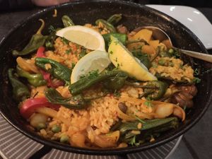 Veg paella at 2 Taps Winebar in Belfast