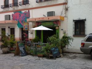 picture taken from outside at Hare Krishna Buffete in Monterrey