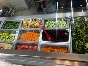 Salad bar  at Hare Krishna Buffete in Monterrey