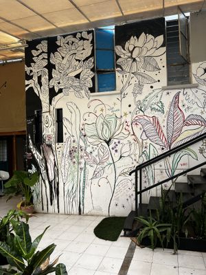 Outside patio  at Hare Krishna Buffete in Monterrey